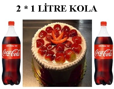 6-9 Kişilik Çilekli Yaş Pasta & 2x1 Lt Cola Sivas pasta