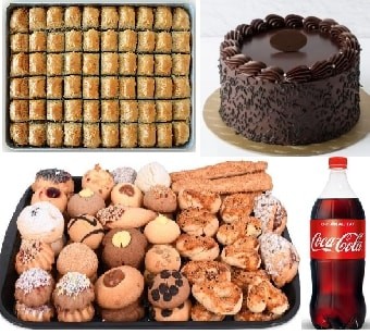 Full Tatlı Paketi: Çikolatalı Yaş Pasta Baklava Kuru Pasta ve Kola Sivas pasta