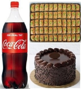 Klasik Çikolatalı Yaş Pasta ve Fıstıklı Baklava Ziyafet Seti Sivas pasta